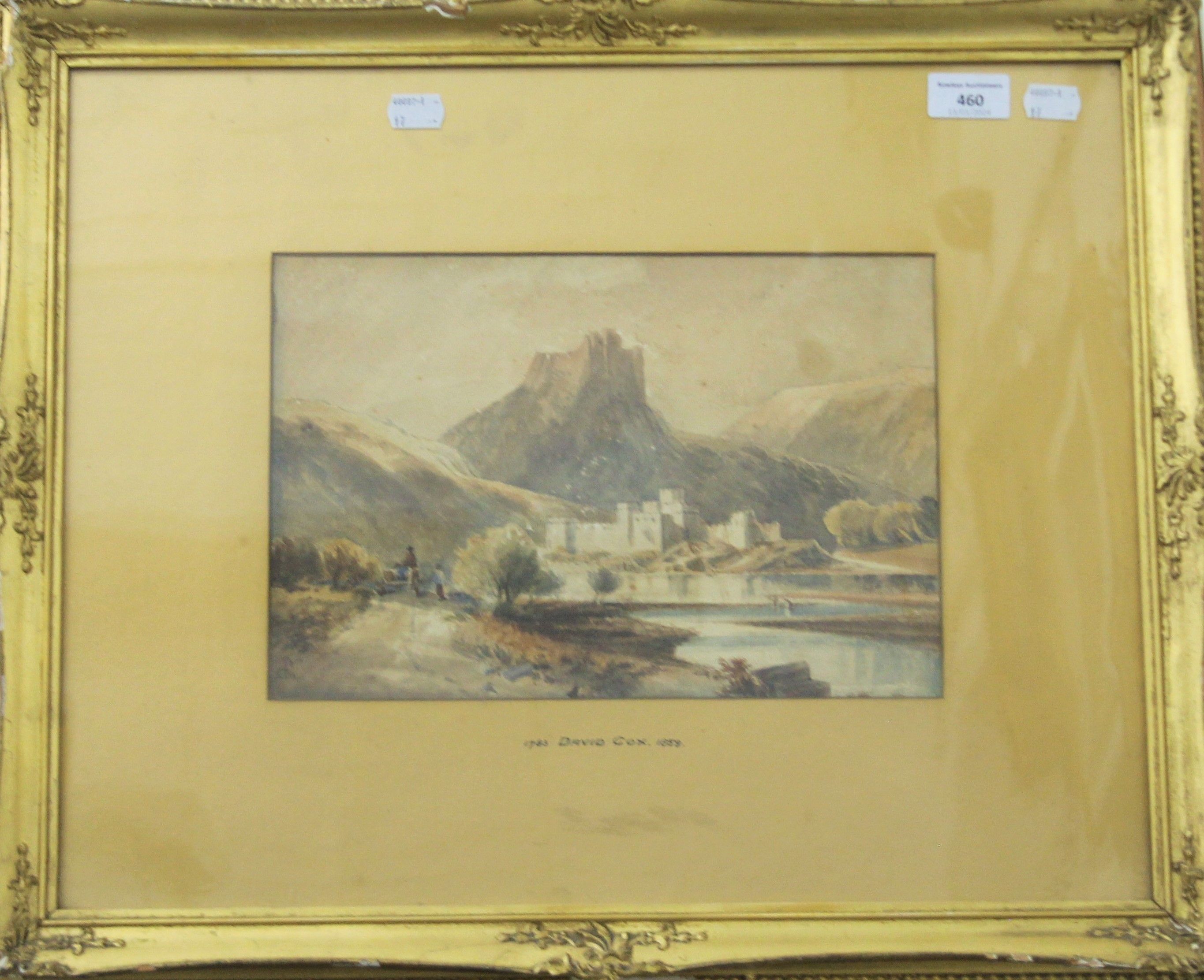 DAVID COX, Castle with Mountains Beyond, watercolour, framed and glazed. 31 x 20.5 cm. - Image 2 of 3