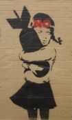 BANKSY (born 1974) British (AR), Bomb Hugger, aerosol stencil on cardboard. 50 x 83 cm.