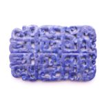 A Chinese pierced lapis tablet. 8 cm high.