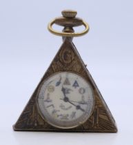 A pocket watch in the Masonic style. 6 cm high.