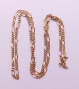 A 9 ct gold chain. 50 cm long. 6.7 grammes.