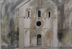 St Mary The Virgin Church, Iffley, Oxfordshire, watercolour, indistinctly signed,