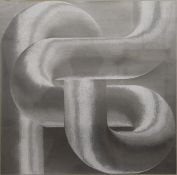 A contemporary picture of tubular form, framed and glazed. 47.5 x 47.5 cm.