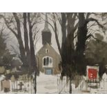 JOHN TOOKEY, Church View in Winter, watercolour, framed and glazed. 31.5 x 24 cm.