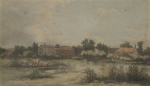 WILLIAM ROBERT, Chelsea Common, watercolour, framed and glazed. 30 x 17 cm.