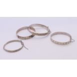 Four silver bangles. The largest 7 cm wide. 64.6 grammes.