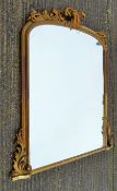 A Victorian gilt framed overmantle mirror. 143 cm wide x 155 cm high.