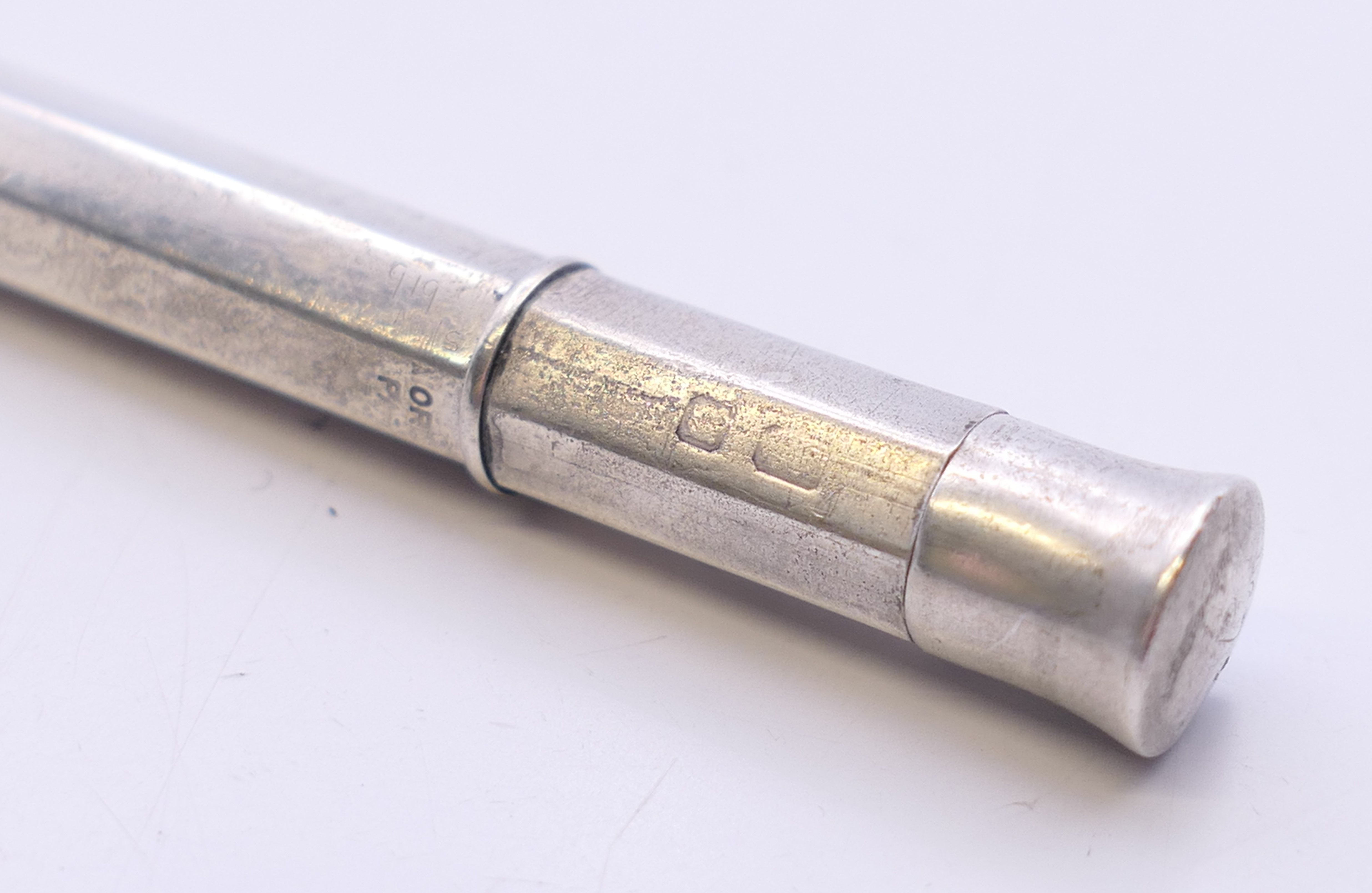 A Sampson Mordan & Co silver propelling pencil. 9.5 cm long. - Image 5 of 5