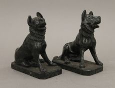 A pair of Grand Tour Serpentine models of the Dog of Alcibiades. 15 cm high.