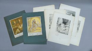 A WILLETTE, six erotic prints, together with four prints After engravings by ANDRE LAMBERT.