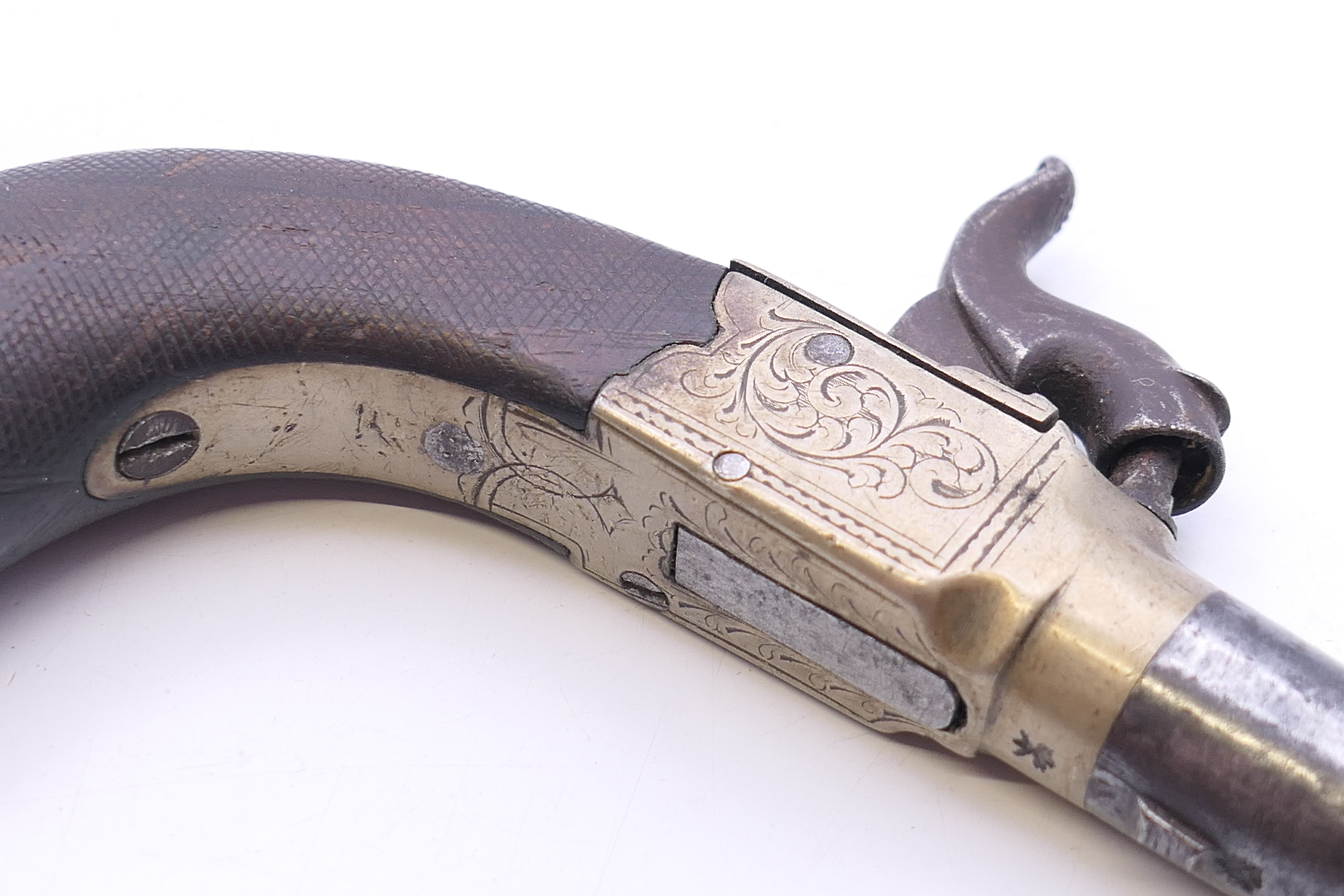 A 19th century pocket pistol, inscribed J Burrow, Preston. 12 cm long. - Image 3 of 5