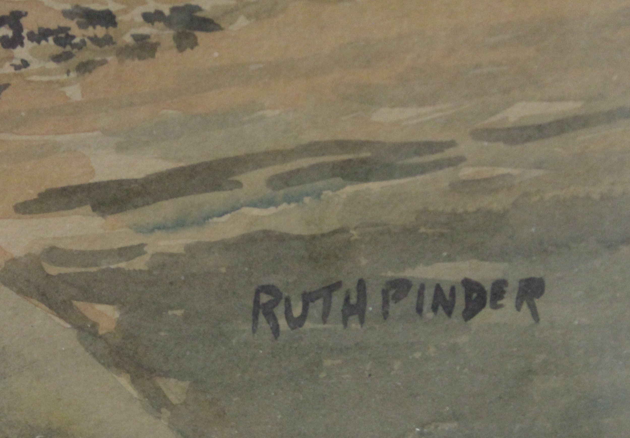 RUTH PINDER, Port Gaverne, watercolour, framed and glazed. 36 x 25 cm. - Image 3 of 3