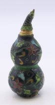 A cloisonne double gourd snuff bottle. 6 cm high.