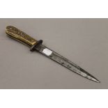 A German antler handled dagger. 31.5 cm long.