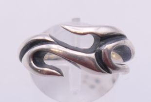 A silver Modernist ring. Ring size R/S.