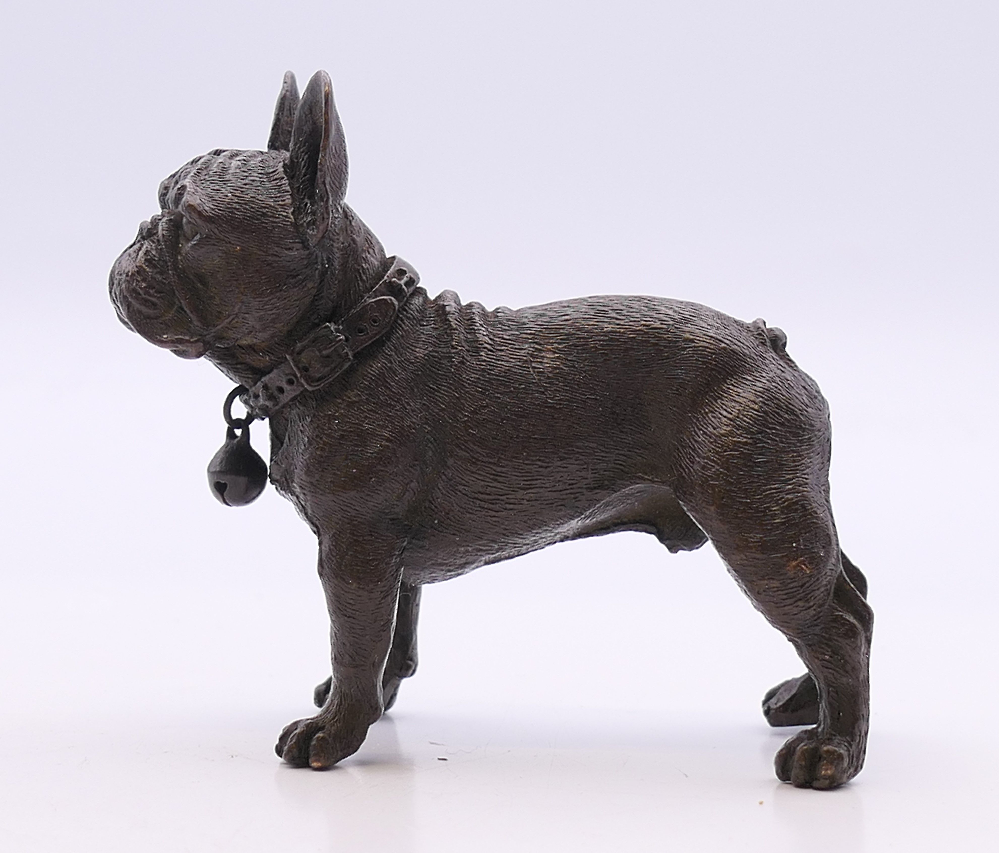 A bronze model of a French Bulldog. 8 cm long. - Image 2 of 4