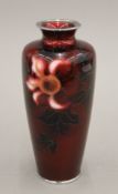 An Ando Jybei Japanese cloisonne vase with floral decoration. 20.5 cm high.