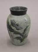 An Oriental carved hardstone vase. 13 cm high.