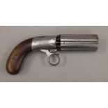 A 19th century pepper box pistol. 18.5 cm long.