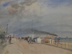 In the Style of ARCHIBALD MELLON, Promenade Scene, heightened watercolour, framed and glazed. 35.