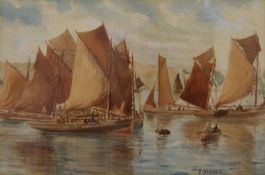 FREDERICK MASSEY, Lowestoft Sailing Boats, watercolour, framed and glazed. 25 x 16.5 cm.