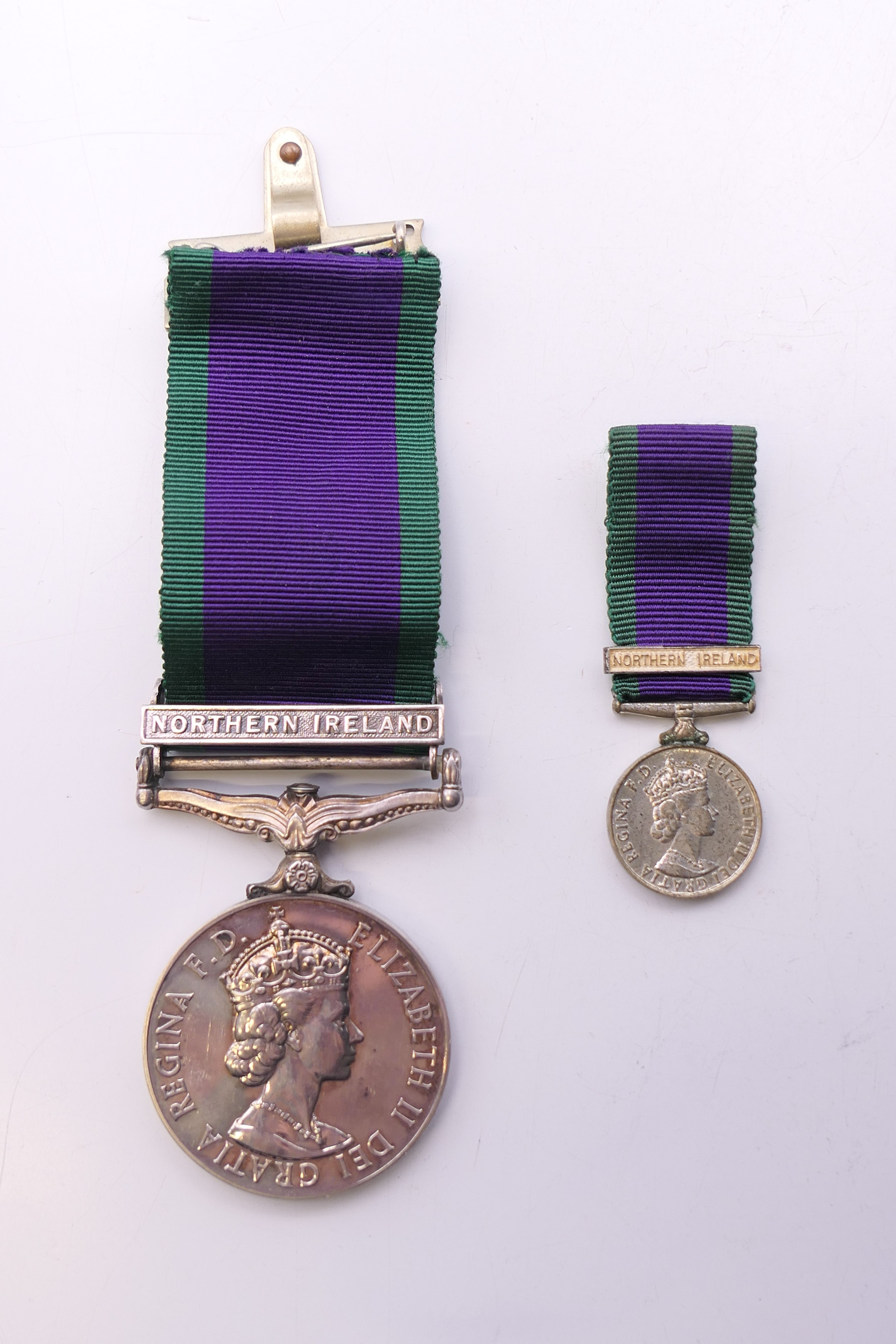 A Queen Elizabeth II Campaign medal with Northern Ireland bar and miniature,