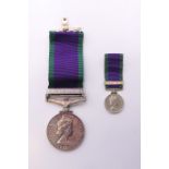 A Queen Elizabeth II Campaign medal with Northern Ireland bar and miniature,