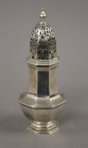 A silver sugar caster. 16.5 cm high. 192.7 grammes.