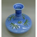 A 19th century Chinese lavender glazed squat bamboo form vase,
