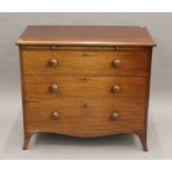 A 19th century mahogany chest of drawers with brushing slide. 95 cm wide.