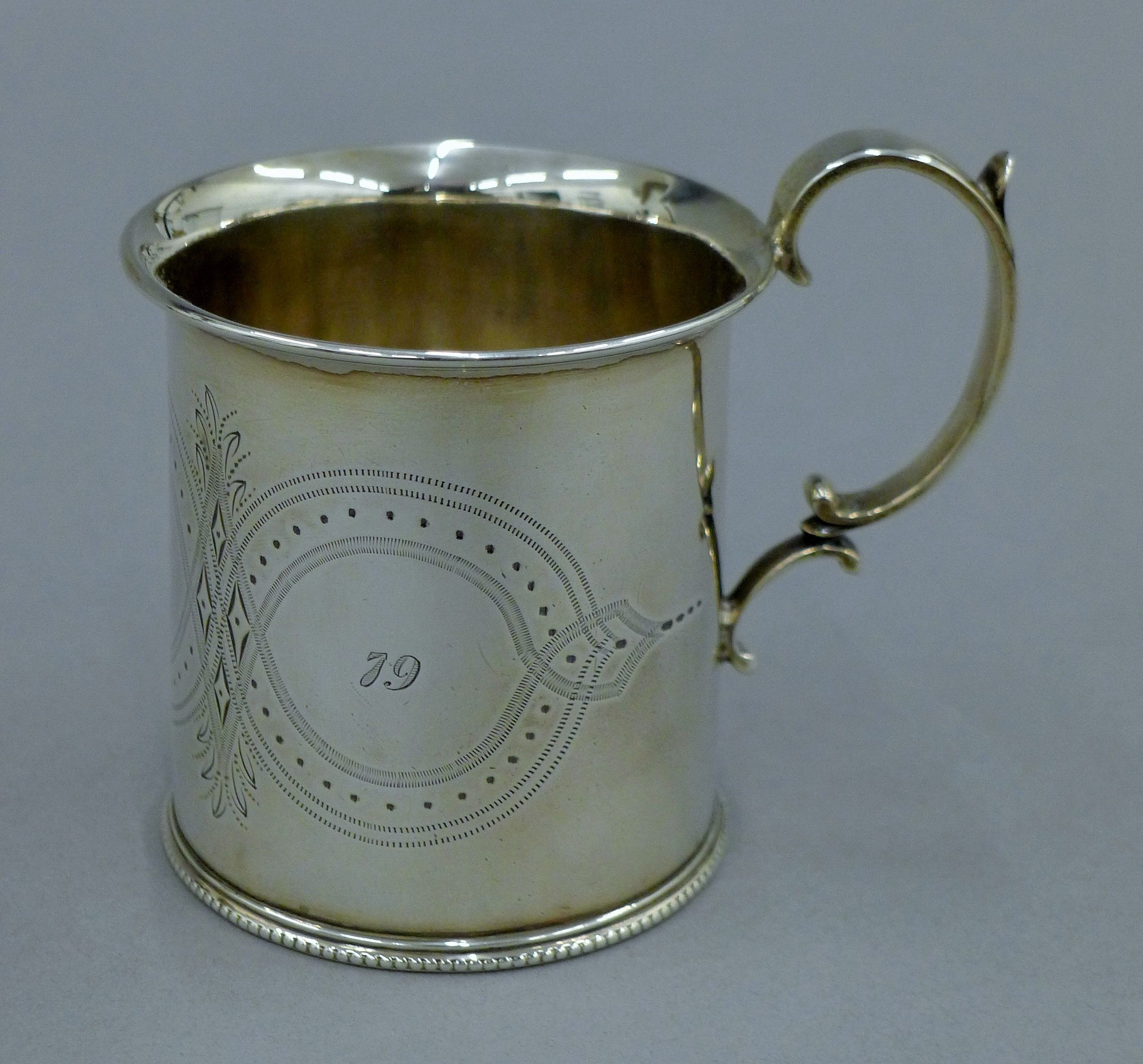 A Victorian silver Christening mug. 8.5 cm high. 126.7 grammes.