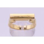 A silver gilt rectangular abstract ring. Ring size N/O.