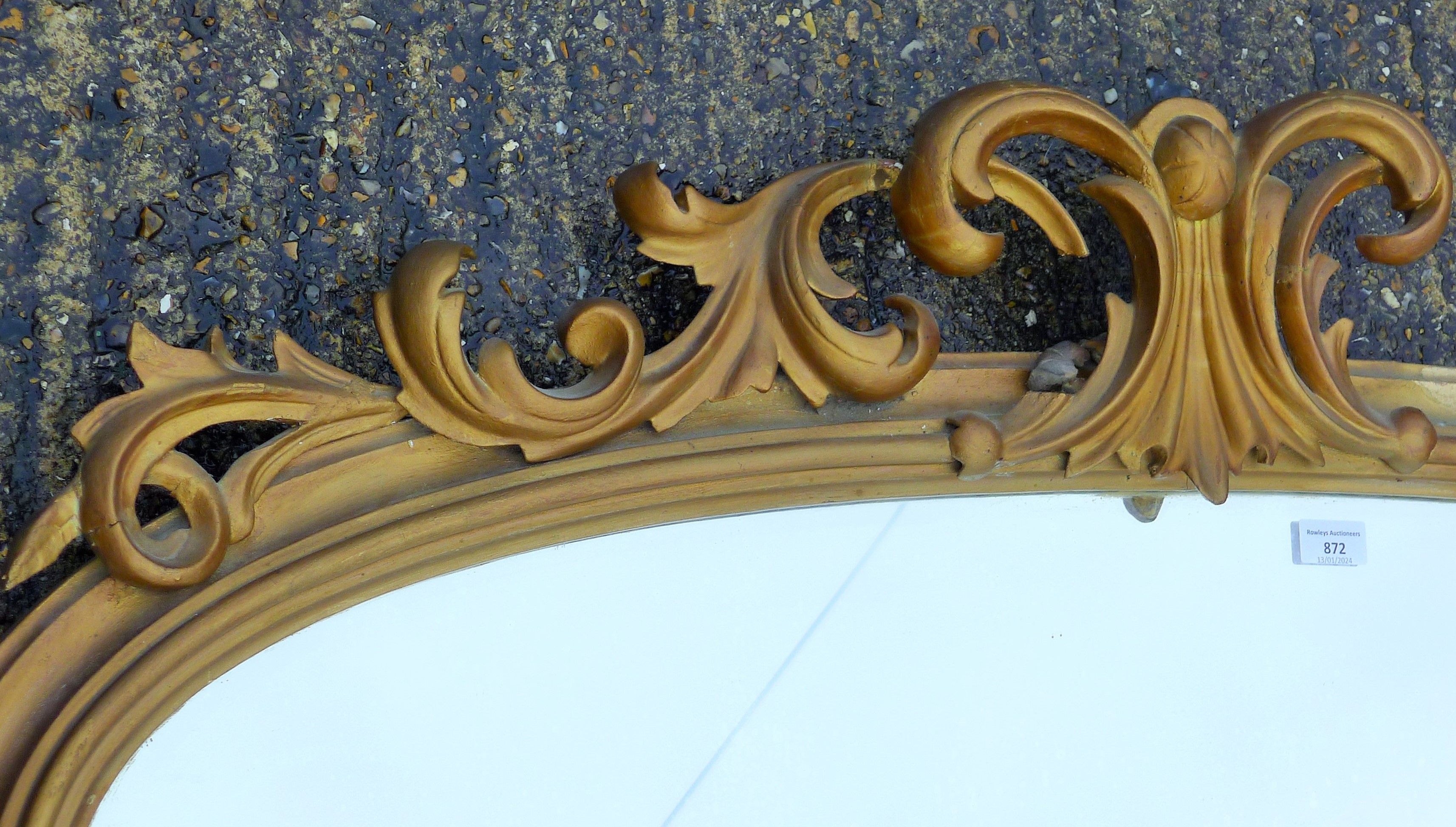 A Victorian gilt framed overmantle mirror. 143 cm wide x 155 cm high. - Image 3 of 4