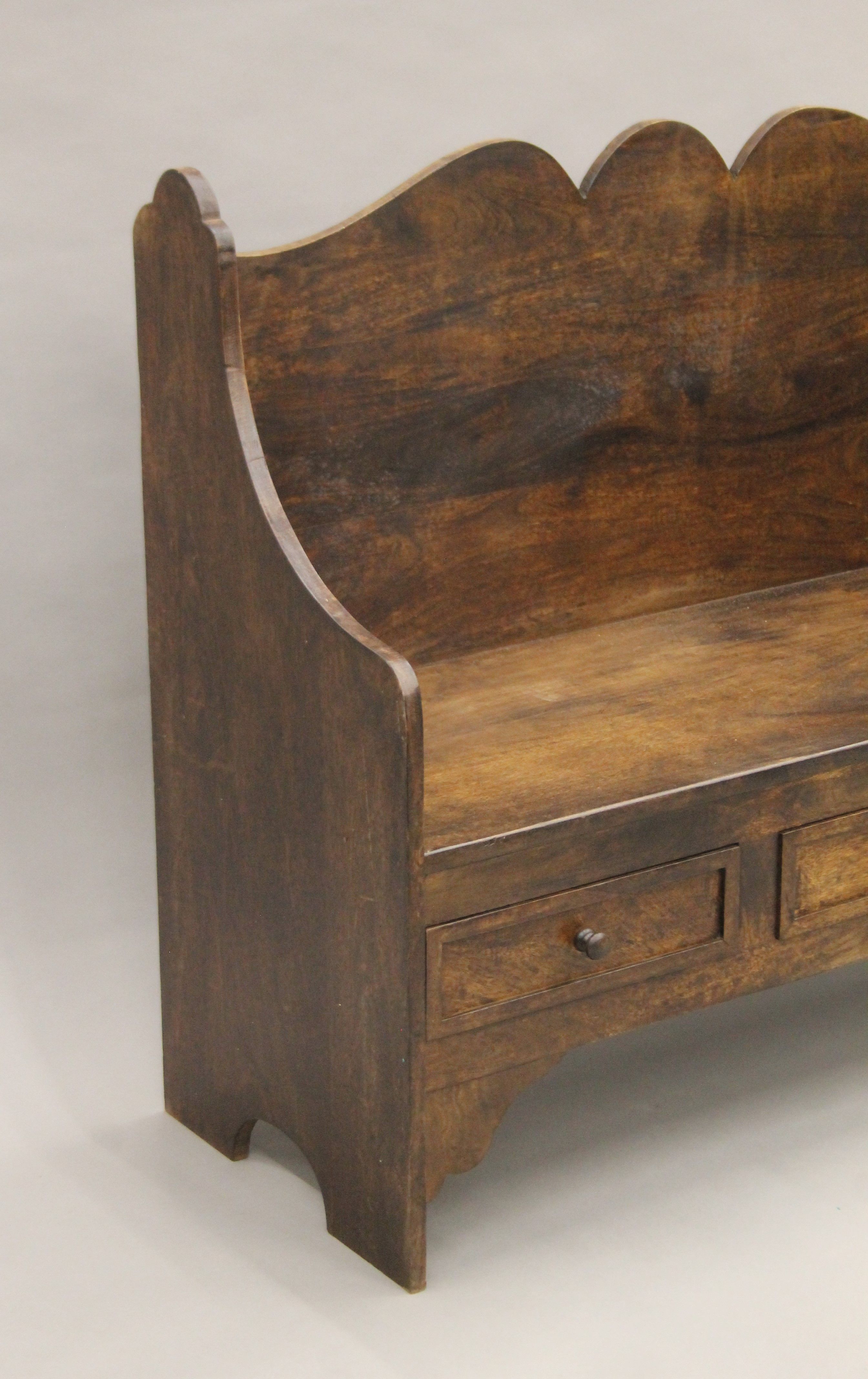 A settle with three frieze drawers. 110 cm wide. - Image 2 of 5