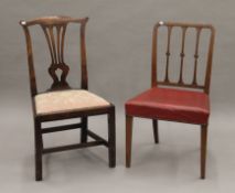 Two odd 19th century mahogany dining chairs.