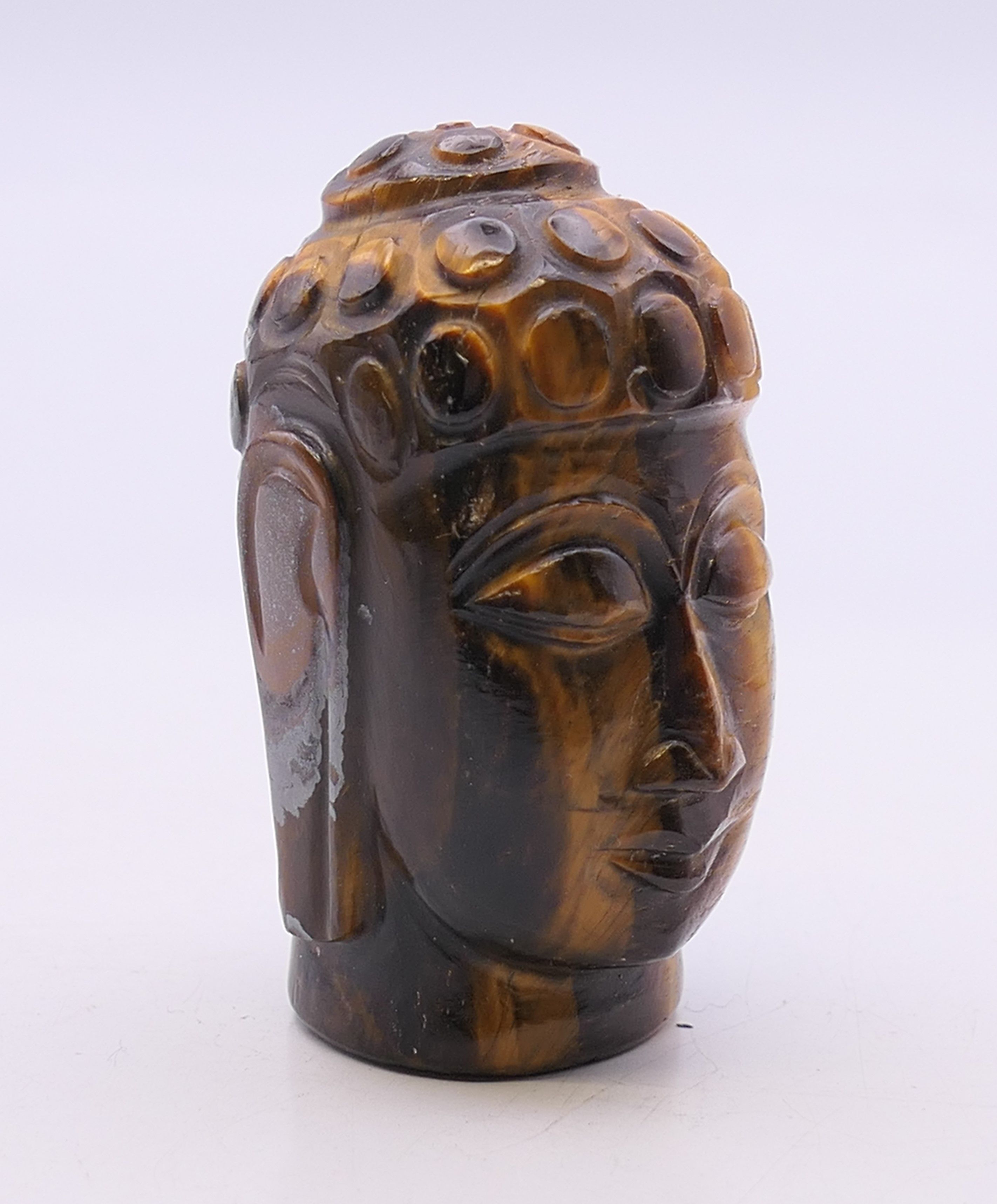 A tigerseye bust of Buddha. 5.5 cm high. - Image 2 of 5