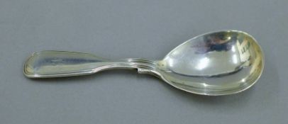 A Victorian silver caddy spoon. 11 cm long. 27.7 grammes.