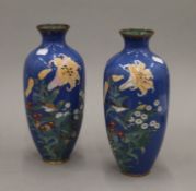 A pair of late 19th/early 20th century Japanese cloisonne vases,