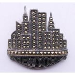 A silver New York marcasite brooch. 3.5 cm wide.