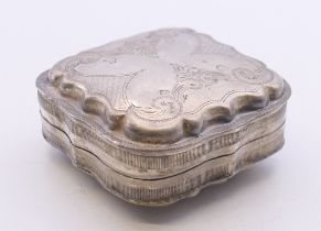 A Dutch silver pill box. 5.5 cm wide. 31.5 grammes.