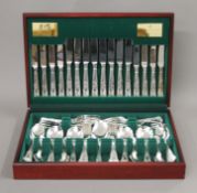 An eight setting Viners silver plated Kings pattern cutlery box set (58 pieces). The box 44.
