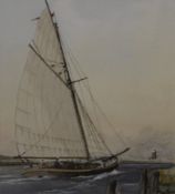 ROBERT HORNE, Norfolk Pleasure Wherry and Norfolk Broads Yacht, watercolours,