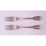 A pair of Christofle silver plated forks, each with swastika emblem to reverse of handle. 17.