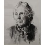 DEREK CHAMBERS, A Portrait of Jean Bartleet, charcoal, signed and dated 2012, framed and glazed. 37.