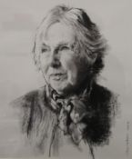 DEREK CHAMBERS, A Portrait of Jean Bartleet, charcoal, signed and dated 2012, framed and glazed. 37.