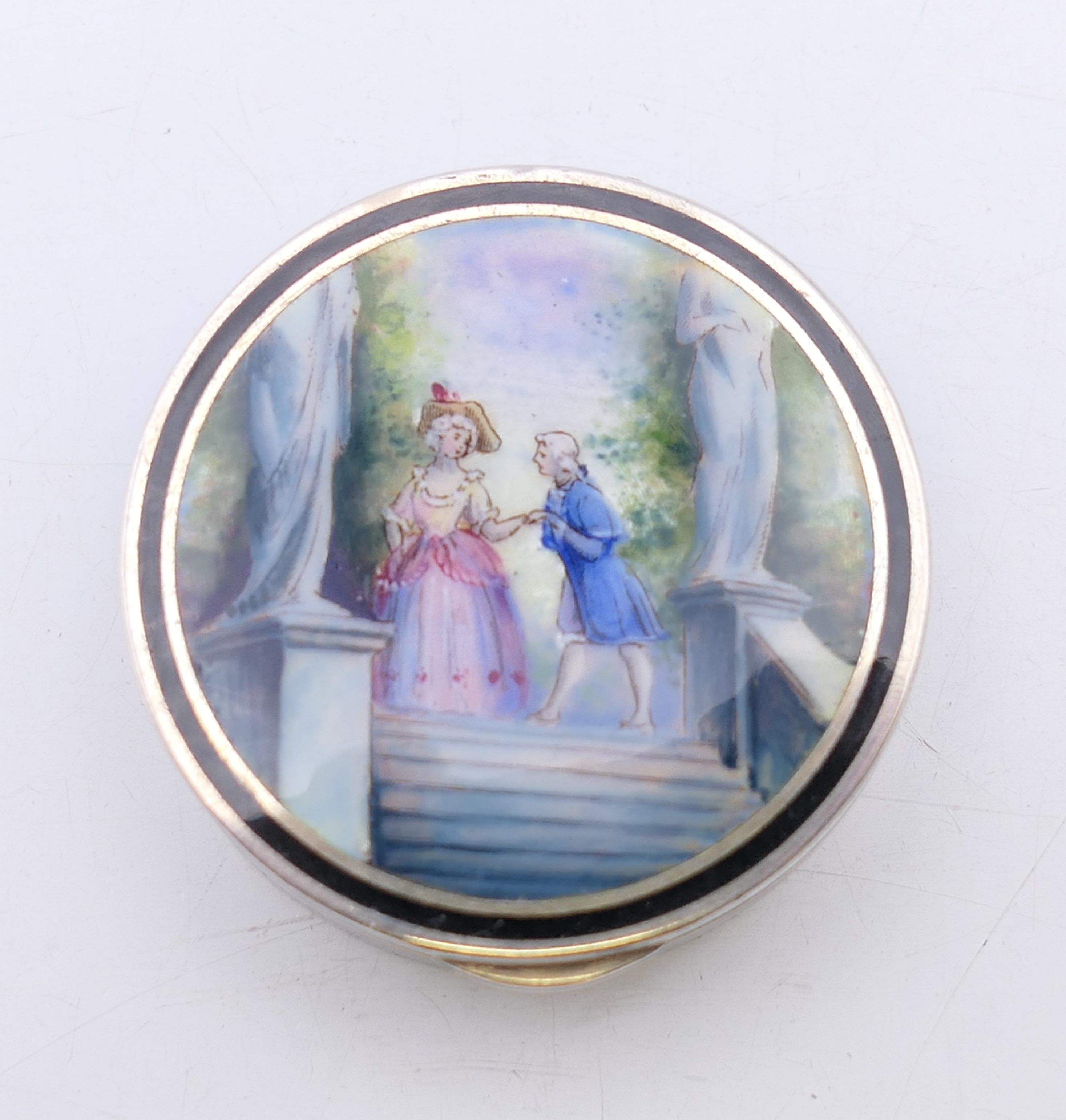A late 19th/early 20th century French silver and enamel pill box, - Image 2 of 9