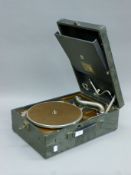 A vintage portable gramophone. 41.5 cm long.