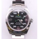 A boxed gentleman's Rolex Oyster Perpetual Air-King wristwatch. 4 cm wide.