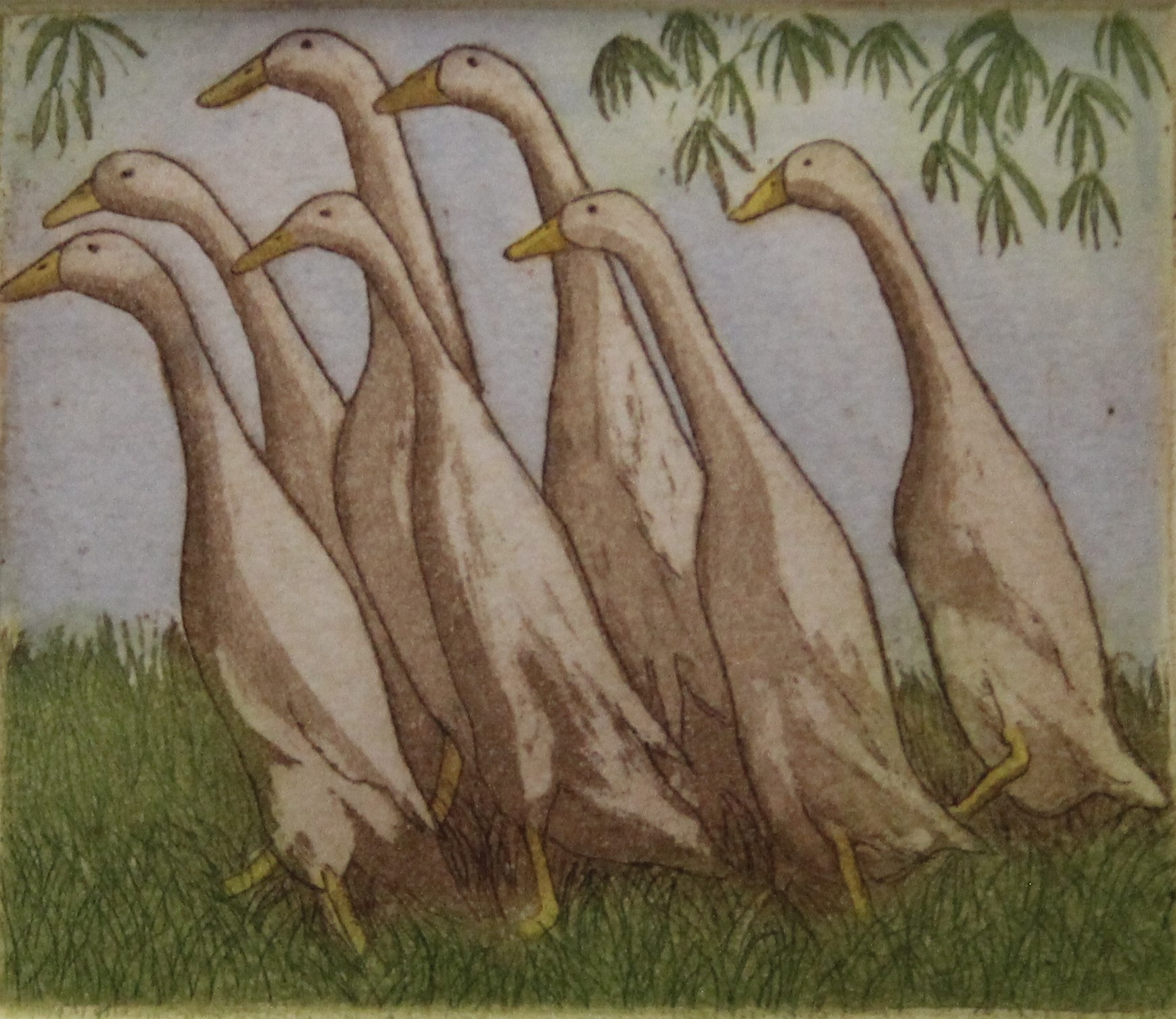 WADE, RICHARD, Indian Runner Ducks, a signed limited edition print, numbered 53/200, signed.