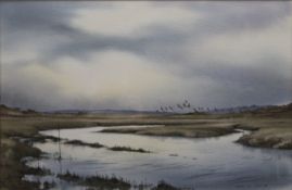 YULE, JONATHAN Contemporary, British (AR), Brent Geese, Norfolk, watercolour, signed and dated '88,